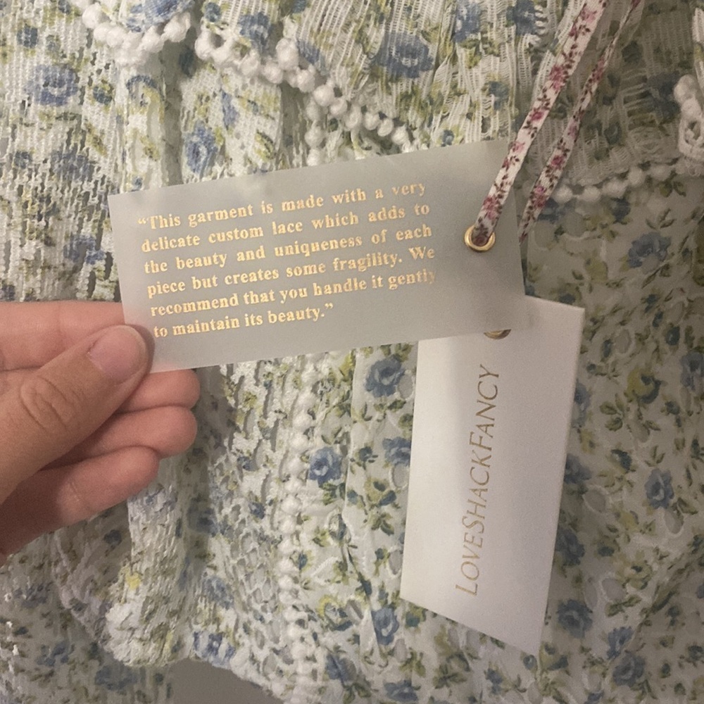 LoveShackFancy Dorabella Lace-Trimmed Floral Top - Picture 9 of 11